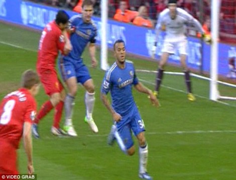 The now infamous bite on Chelsea defender Ivanovic